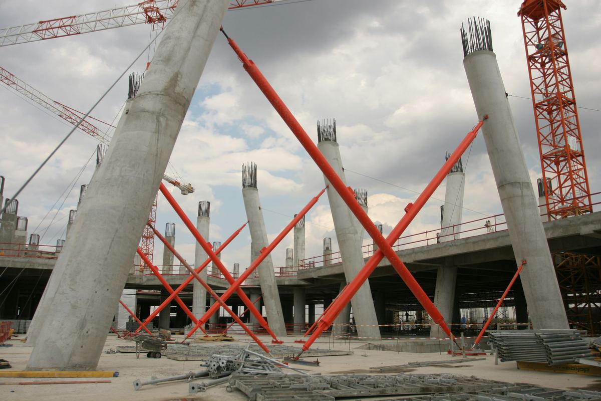Concrete and steel under construction